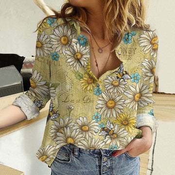 Joycorners Honey Bee Flower Casual Shirt