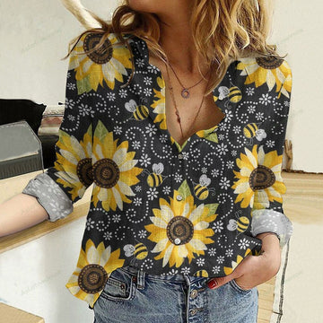 Joycorners Sunflower Bee Casual Shirt