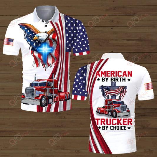 Joy Corners American By Birth Trucker By Choice Trucker Christian Polo Shirts