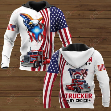Joy corners American By Birth Trucker By Choice Trucker Christian Hoodie