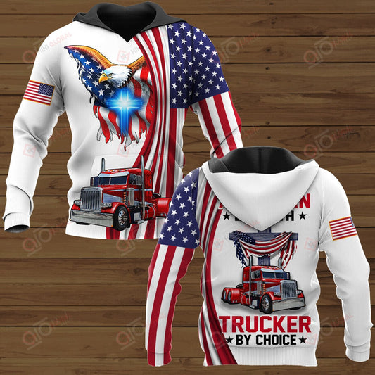 Joy corners American By Birth Trucker By Choice Trucker Christian Hoodie