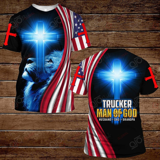Corners Trucker Man Of God Husband Dad Grandpa T - Shirts