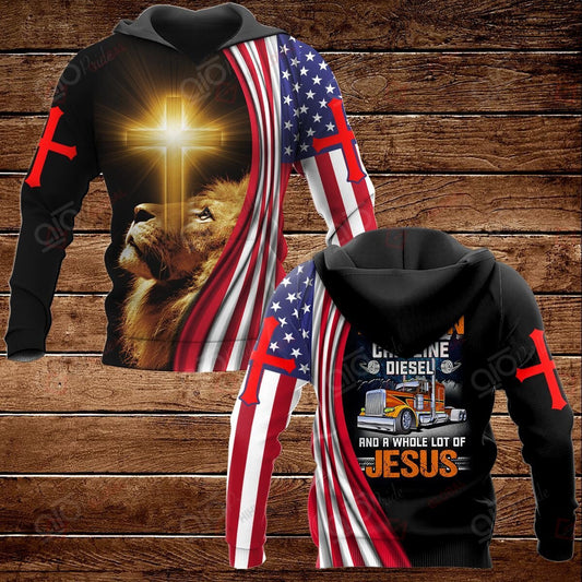 Joy corners Trucker I Run On Caffeine Diesel And A Whole Lot Of Jesus Hoodie
