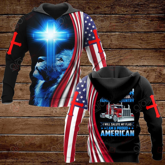 Joy corners I Am A Trucker I Believe In God Family And Country Hoodie