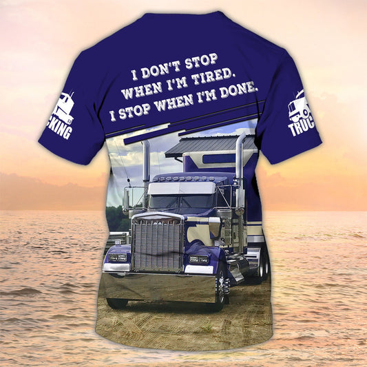 Joy Corners Custom Name I'm Don't Stop, Trucker Tshirts, Big Truck T Shirts, Truck Driver Custom Tshirt (Blue) 2023
