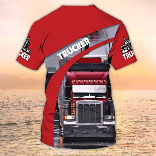 Joy Corners Custom Name Red Big Truck T Shirts, Truck Driver Custom Tshirt 2023