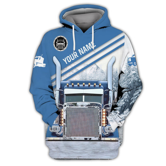 Joycorners Customized Name Blue 02 Trucker 3D All Over Printed Hoodie