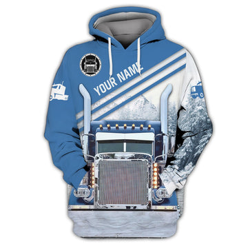 Joycorners Customized Name  Blue 02 Trucker 3D All Over Printed Hoodieee