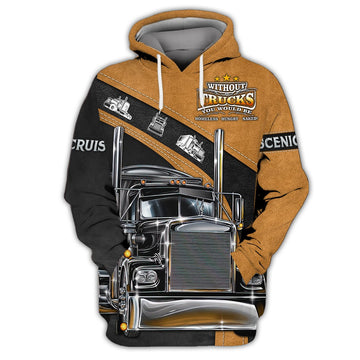 Joycorners Black & Brown Trucker 3D All Over Printed Hoodie