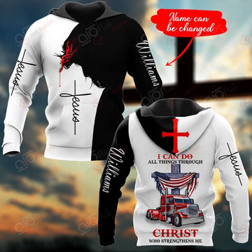 Joy corners Trucker I Can Do All Things Through Christ Custom Name Hoodie