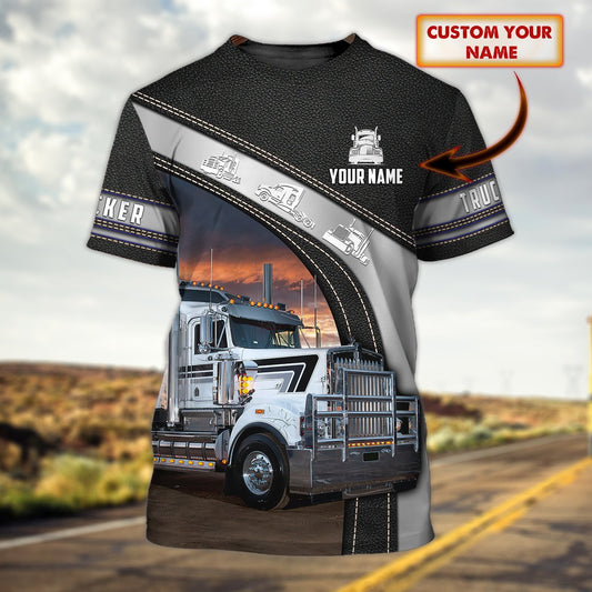 Joy Corners Custom Name white Trucker 3D Full Printed T - shirt 2023