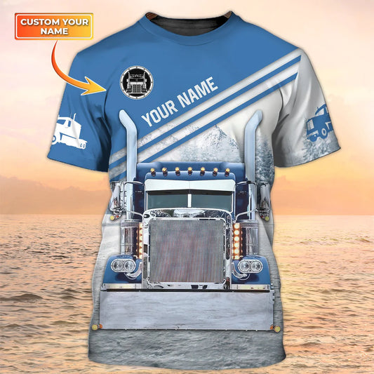 Joycorners Customized Name  Blue 02 Trucker 3D All Over Printed Hoodieee