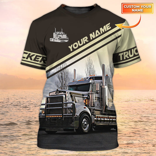 Joy Corners Custom Name Big Truck T Shirts, Truck Driver Custom T shirt 2023