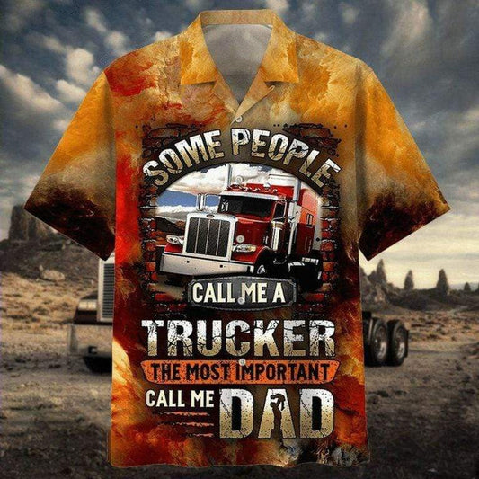 Joy Corners Call Me Trucker And Dad Trucker 3D Hawaiian Shirt