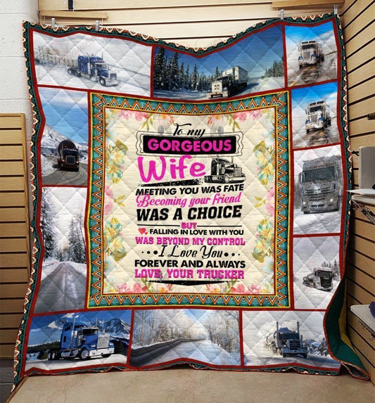 Gorgeous Wife Of Trucker Quilt Blanket
