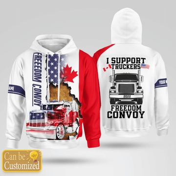 Joycorners Custom Name I Support Truckers Freedom Convoy - Trucker 3D Hoodie All Over Printed