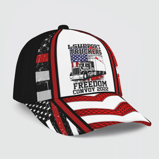 Joycorners Freedom Convoy 2022 Supporter I Support Canadian Truckers 3D Baseball Cap All Over Printed