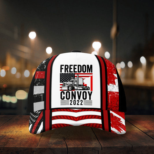 Joycorners Freedom convoy 2022 American Canadian 3D Baseball Cap All Over Printed