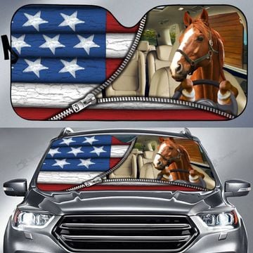 Joycorners Horse United States Zipper All Over Printed 3D Sun Shade