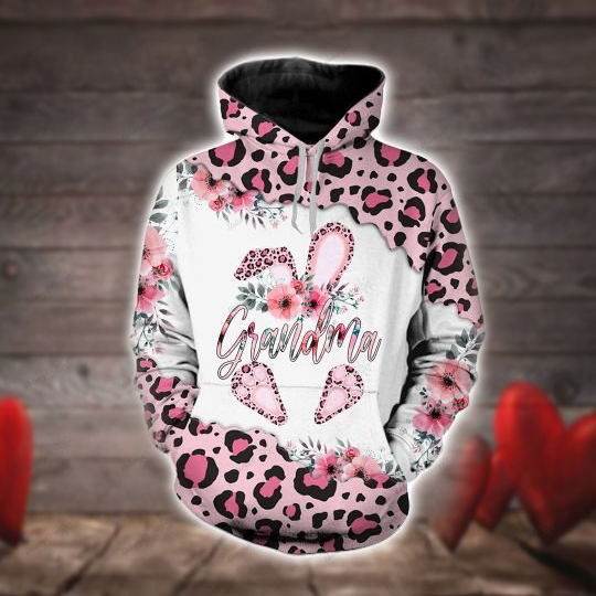 Joycorners Pink Leopard Bunny Grandama 3D All Over Printed Shirts