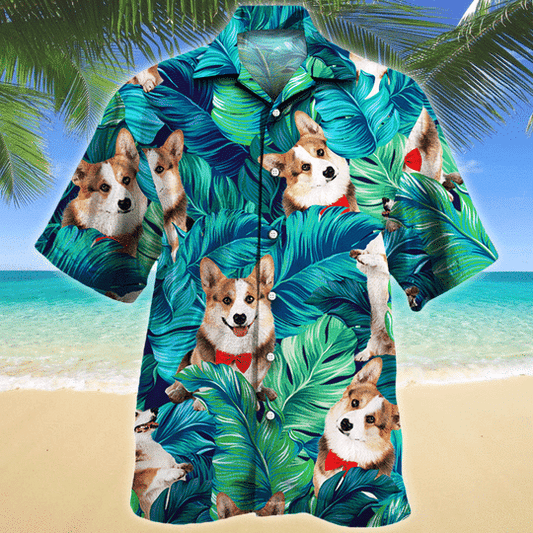 Joycorners Welsh Dog Lovers Hawaiian Style For Summer All Printed 3D Hawaiian Shirt