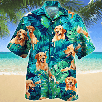 Joycorners Golden Retriever Dog Lovers Hawaiian Style For Summer All Printed 3D Hawaiian Shirt