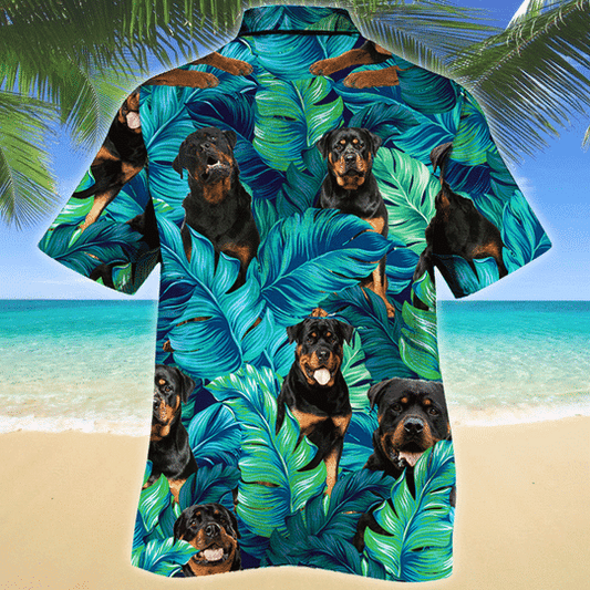 Joycorners Rottweiler Dog Lovers Hawaiian Style For Summer All Printed 3D Hawaiian Shirt