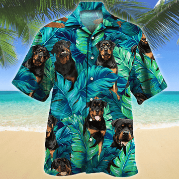 Joycorners Rottweiler Dog Lovers Hawaiian Style For Summer All Printed 3D Hawaiian Shirt
