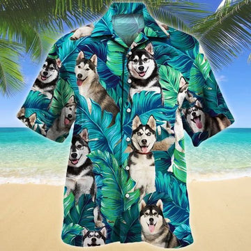 Joycorners Siberian Husky Dog Lovers Hawaiian Style For Summer All Printed 3D Hawaiian Shirt