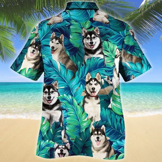 Joycorners Siberian Husky Dog Lovers Hawaiian Style For Summer All Printed 3D Hawaiian Shirt