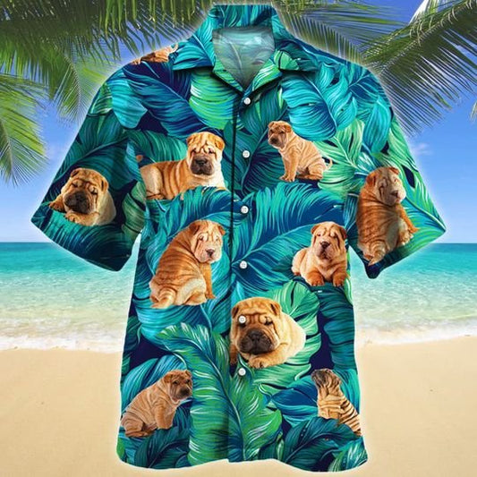 Joycorners Shar Pei Dog Lovers Hawaiian Style For Summer All Printed 3D Hawaiian Shirt