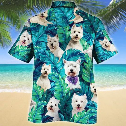 Joycorners West Highland White Terrier Dog Lovers Hawaiian Style For Summer All Printed 3D Hawaiian Shirt