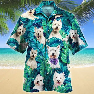 Joycorners West Highland White Terrier Dog Lovers Hawaiian Style For Summer All Printed 3D Hawaiian Shirt
