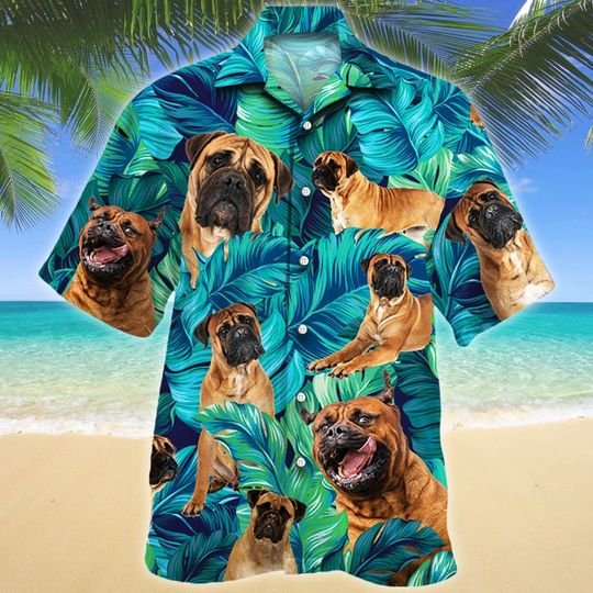 Joycorners Bullmastiff Dog Lovers Hawaiian Style For Summer All Printed 3D Hawaiian Shirt