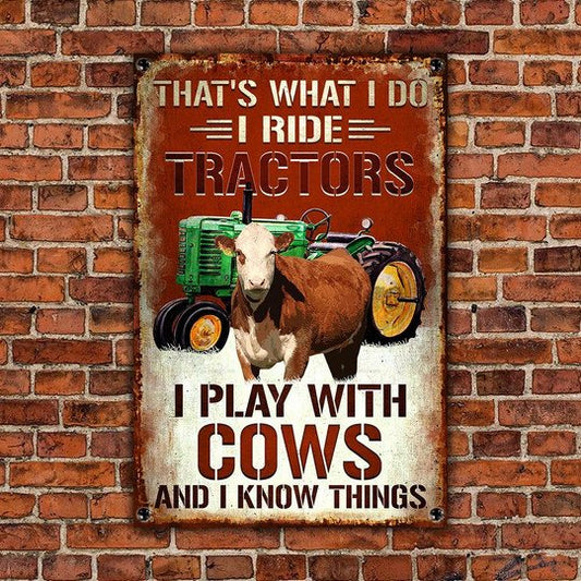 Joycorners Hereford Cattle That's What I Do All Printed 3D Metal Sign