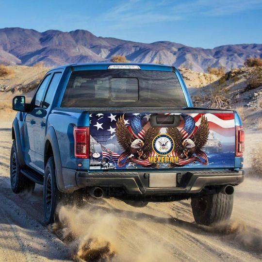 Joycorners Navy Veteran Eagles United States All Over Printed 3D Truck Tailgate Decal