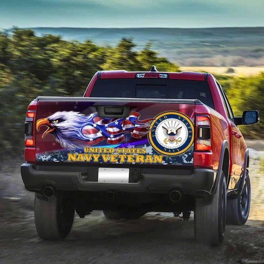 Joycorners United States Navy Veteran American Eagle All Over Printed 3D Truck Tailgate Decal