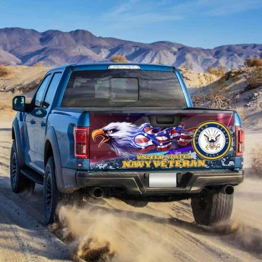 Joycorners United States Navy Veteran American Eagle All Over Printed 3D Truck Tailgate Decal