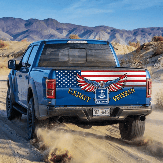 Joycorners U.S Navy Veteran American Eagle All Over Printed 3D Truck Tailgate Decal