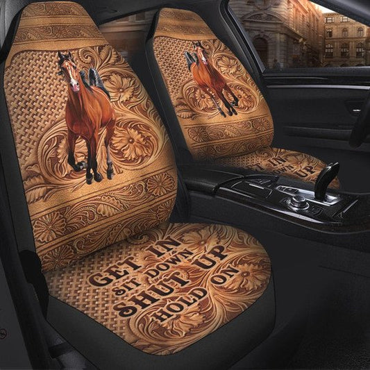 Joycorners Get In Sit Down Shut Up Hold On Horse Car Seat Cover Set (2Pcs)