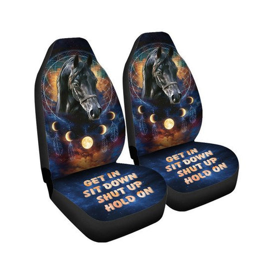 Joycorners Horse Moon Galaxy Sky Get In Sit Down Shut Up Hold On Car Seat Cover Set (2Pcs)