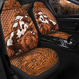 Joycorners Horse Brown Flowers Car Seat Cover Set (2Pcs)