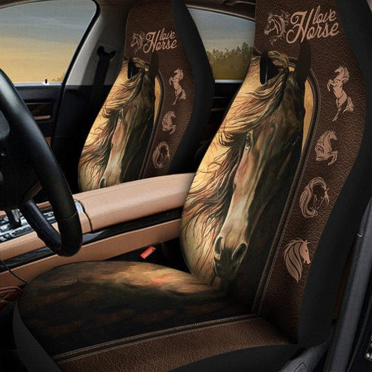 Joycorners I Love Horse Horse Lover Horse Symbols Car Seat Cover Set (2Pcs)