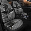 Joycorners Black Horse Black/White Stripes Car Seat Cover Set (2Pcs)