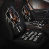 Joycorners Black Printed Leather Horse Get In Sit Down Shut Up Hold On Car Seat Cover Set (2Pcs)