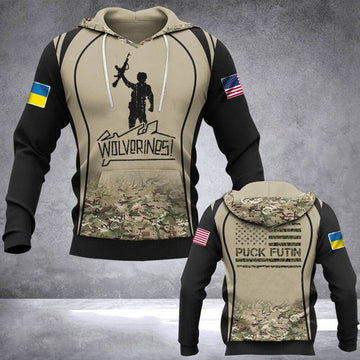 Joycorners Wolverines Camo Hoodie American Support Ukraine All Over Printed 3D Shirts