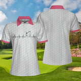 Joycorners Heartbeat Golfer White And Pink Women Polo Shirt