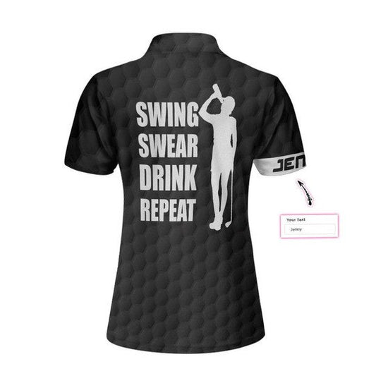 Joycorners Swing Swear Drink Repeat Women Polo Shirt