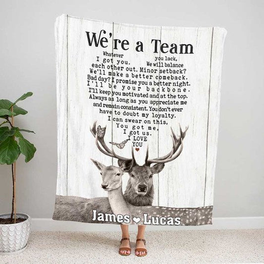 Joycorners Personalized We're A Team Deer Blanket