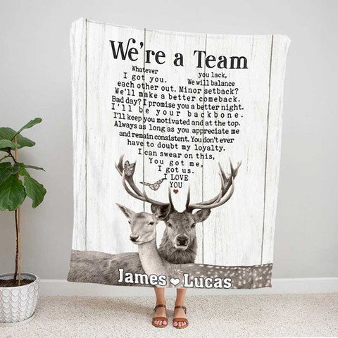 Joycorners Personalized We're A Team Deer Blanket